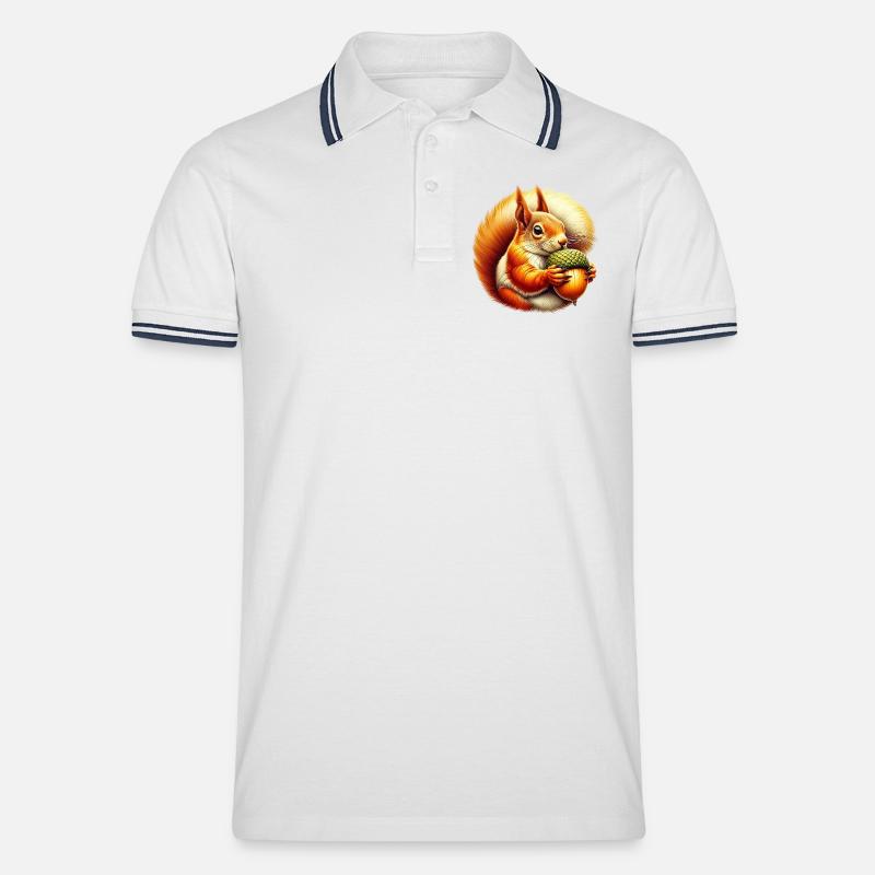 Eichhörnchen - Männer Tipped Poloshirt - Weiß/Navy