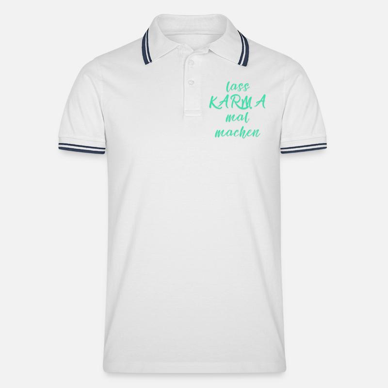 lass KARMA mal machen - Männer Tipped Poloshirt - Weiß/Navy