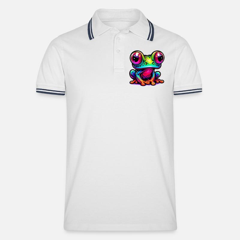 Frosch - Männer Tipped Poloshirt - Weiß/Navy