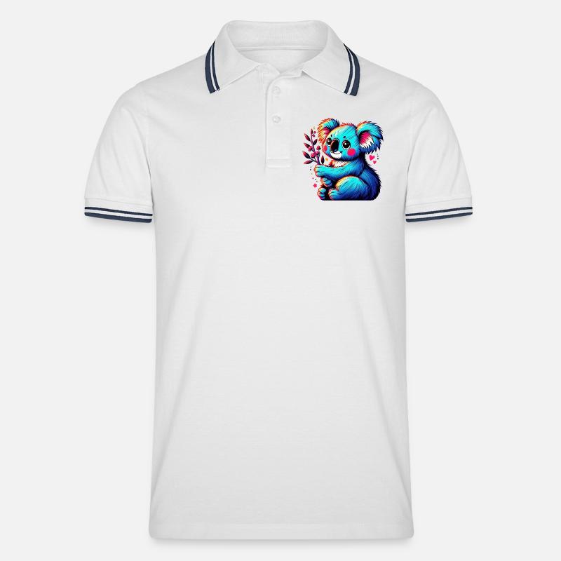 Koala - Männer Tipped Poloshirt - Weiß/Navy