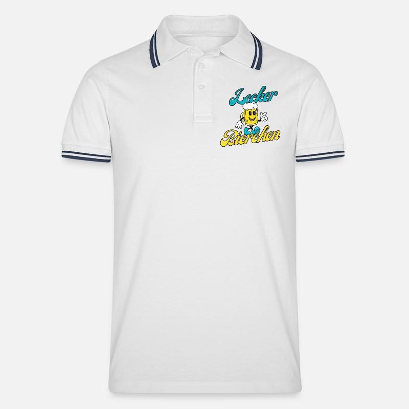 Lecker Bierchen - Männer Tipped Poloshirt - Weiß/Navy