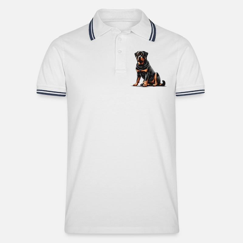 Rottweiler - Männer Tipped Poloshirt - Weiß/Navy
