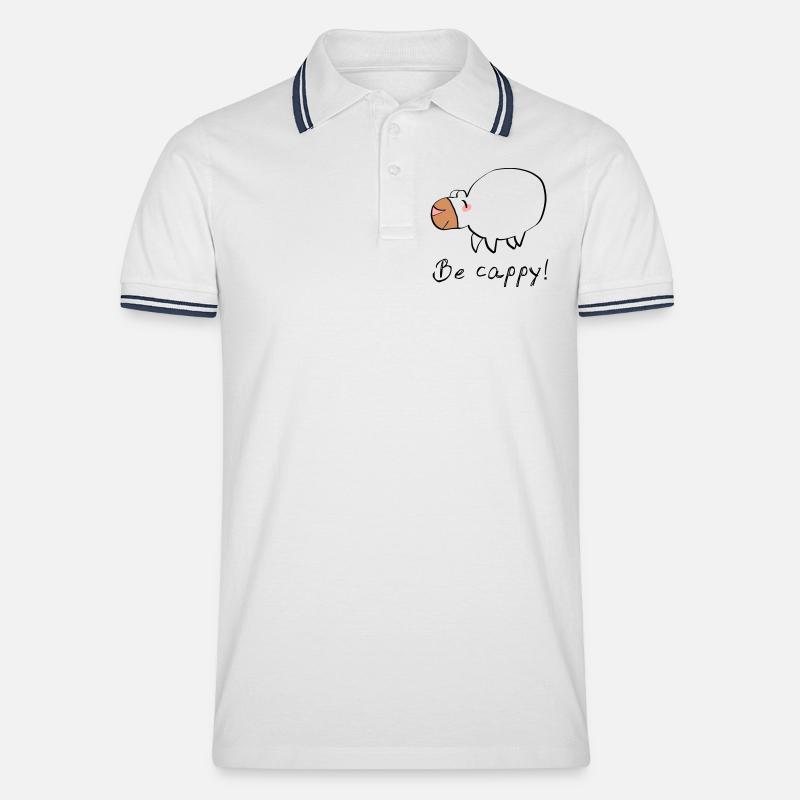 Don't worry - be cappy - Männer Tipped Poloshirt - Weiß/Navy
