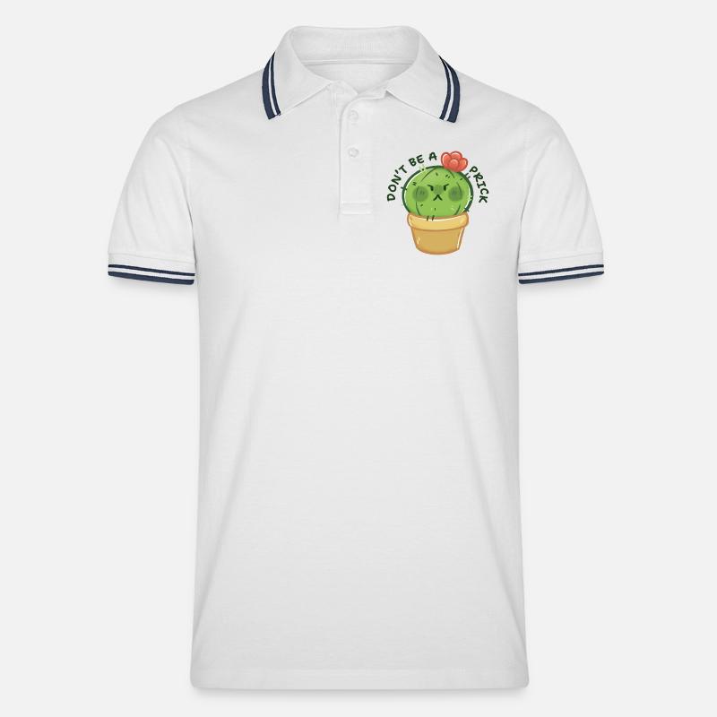 Grumpy Kaktus mit Botschaft - Männer Tipped Poloshirt - Weiß/Navy