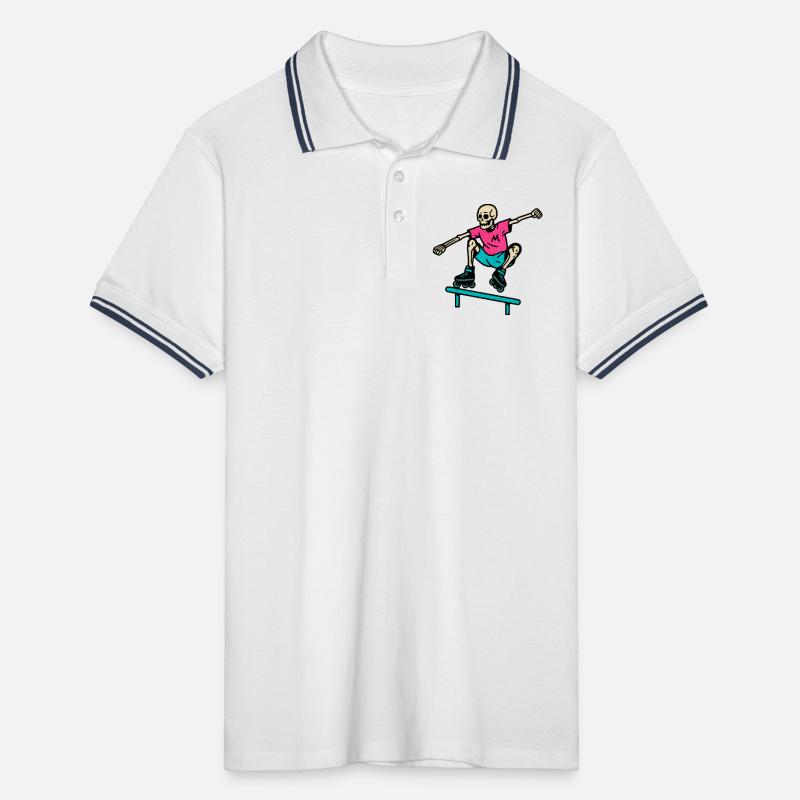 Neon Skelett grindet auf Inline-Skates Männer Tipped Poloshirt