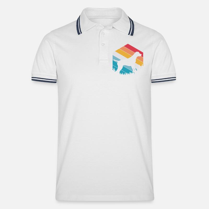 German Pointer Hund Deutsch Kurzhaar - Männer Tipped Poloshirt - Weiß/Navy
