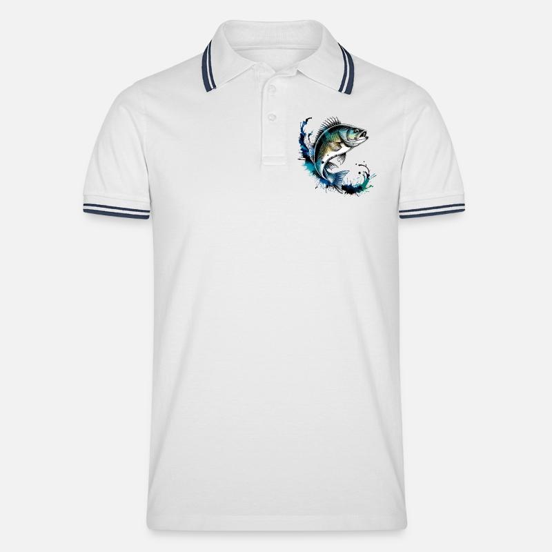Barsch Design - Männer Tipped Poloshirt - Weiß/Navy