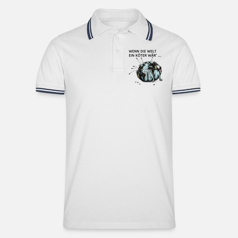 Weltköter - Männer Tipped Poloshirt - Weiß/Navy