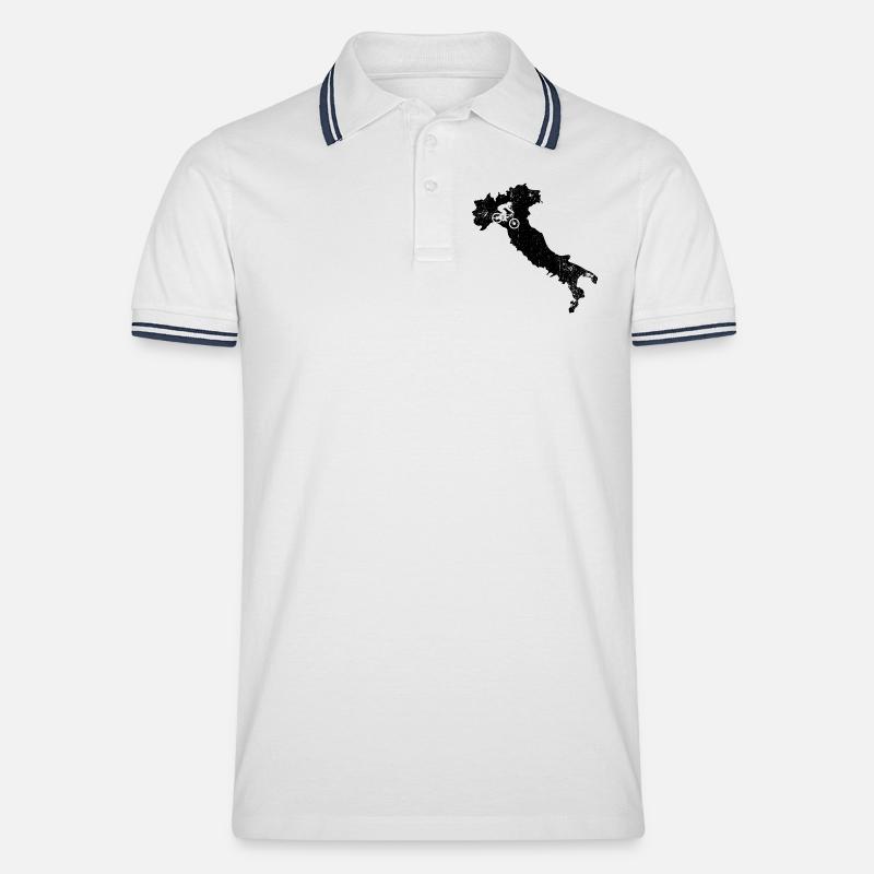 Bitte laden Sie das Designbild hoch - Männer Tipped Poloshirt - Weiß/Navy