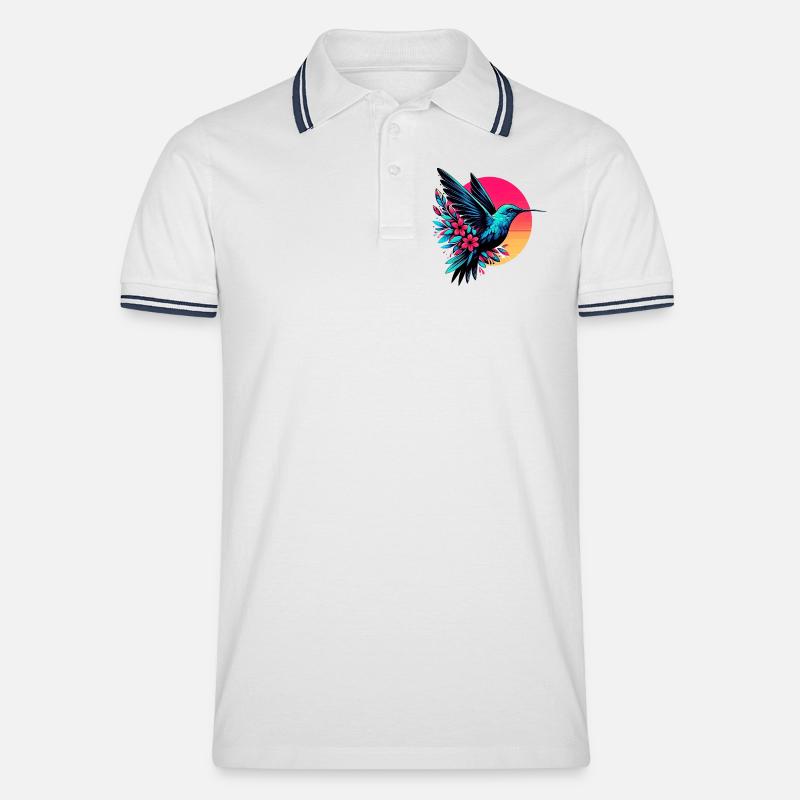 Kolibri - Männer Tipped Poloshirt - Weiß/Navy