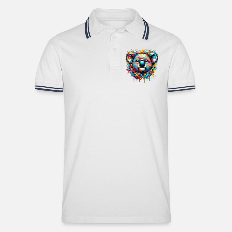 Koala - Männer Tipped Poloshirt - Weiß/Navy