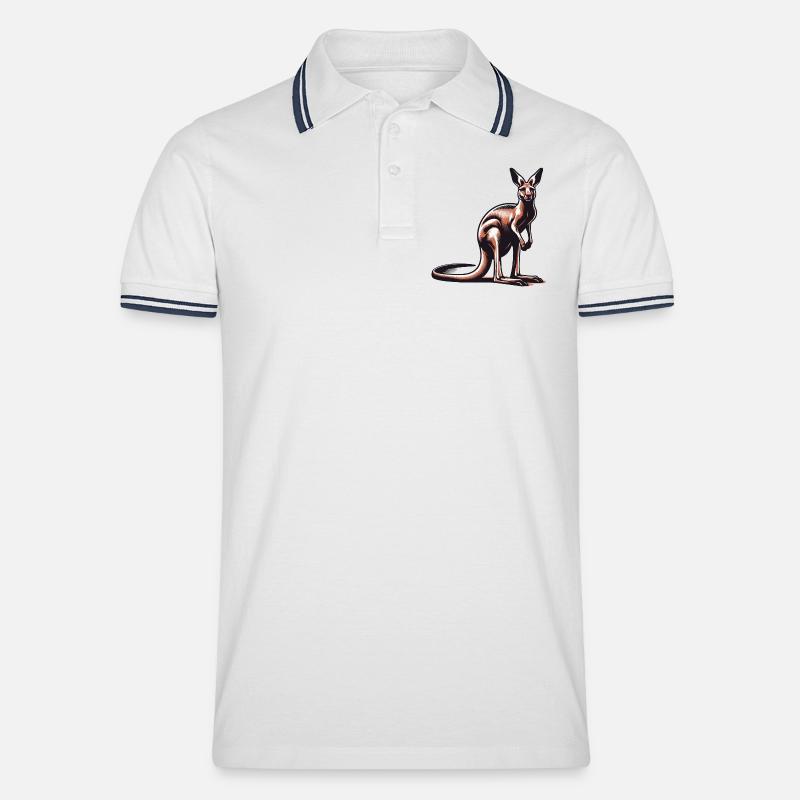 Känguru - Männer Tipped Poloshirt - Weiß/Navy