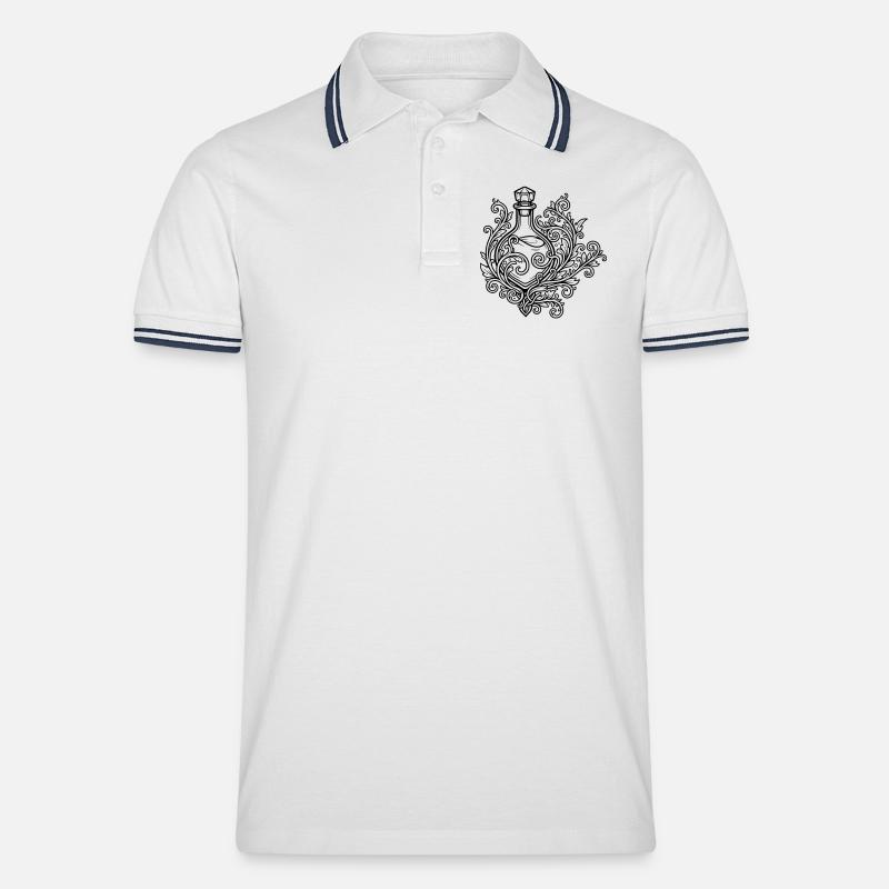 Fiole d'elixir et fleurs - Polo tipped Homme - blanc/marine