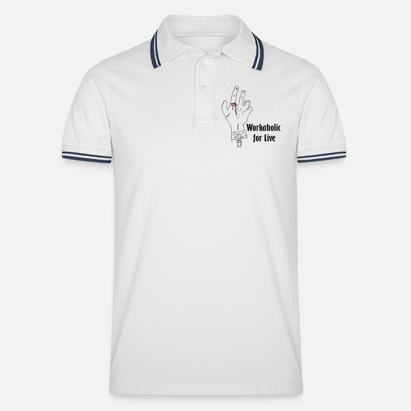 Workaholic for live - Männer Tipped Poloshirt - Weiß/Navy