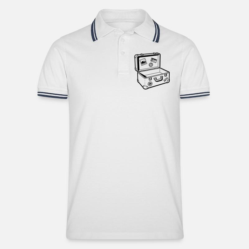 reise - Männer Tipped Poloshirt - Weiß/Navy
