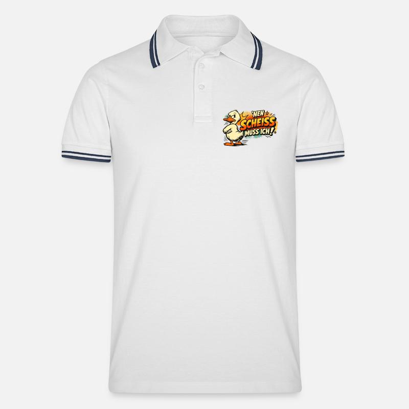 Einen Scheiss muss ich! Lustiges Statement - Männer Tipped Poloshirt - Weiß/Navy