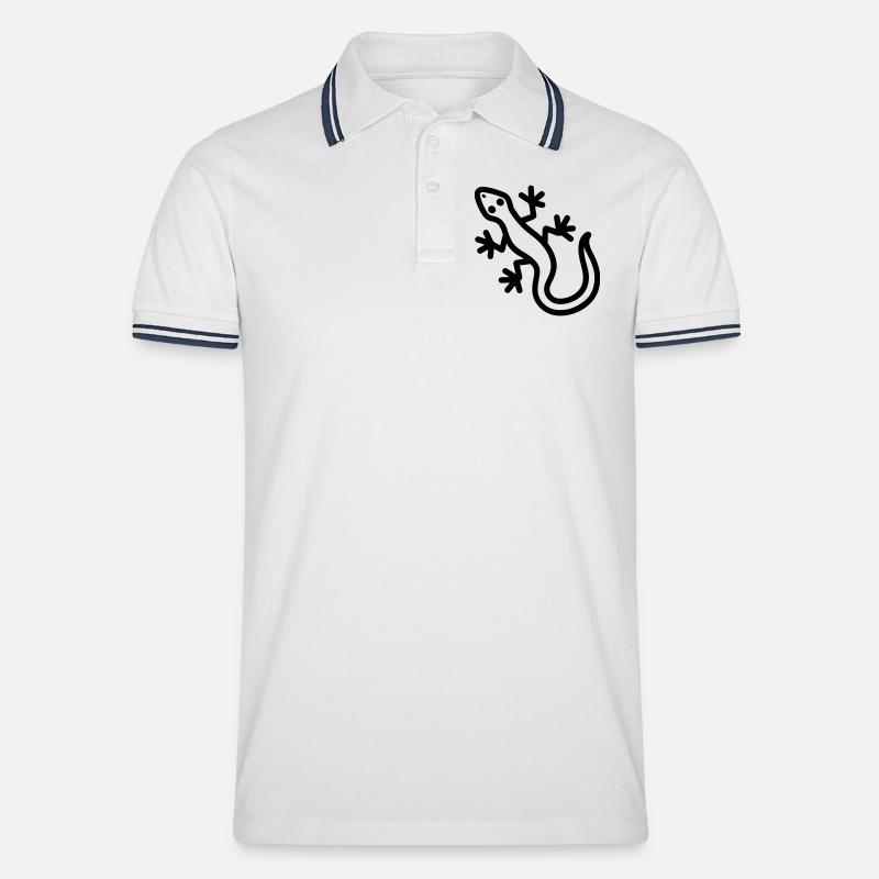 Eidechse - Männer Tipped Poloshirt - Weiß/Navy