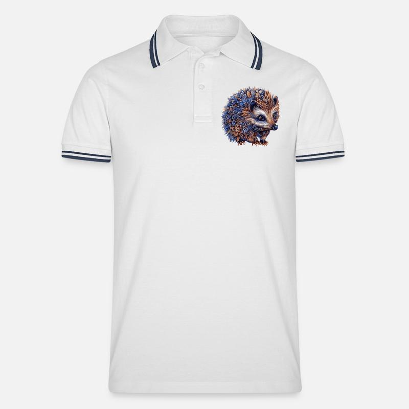 Igel Bunt - Männer Tipped Poloshirt - Weiß/Navy