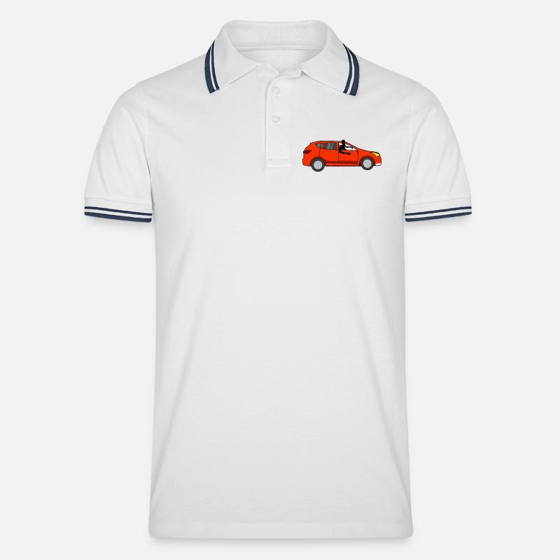 Mit dem Auto Simone - Männer Tipped Poloshirt - Weiß/Navy