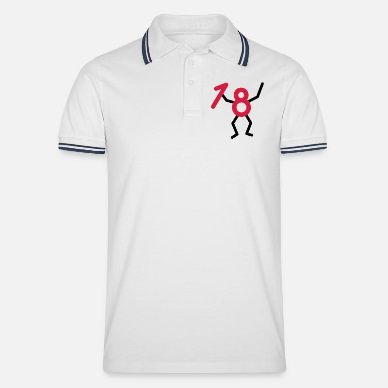 Endlich18 ! - Männer Tipped Poloshirt - Weiß/Navy