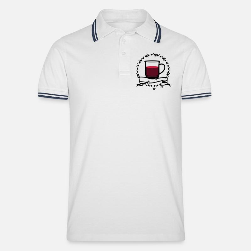 Glühwein mit Sterne und Banner - Männer Tipped Poloshirt - Weiß/Navy