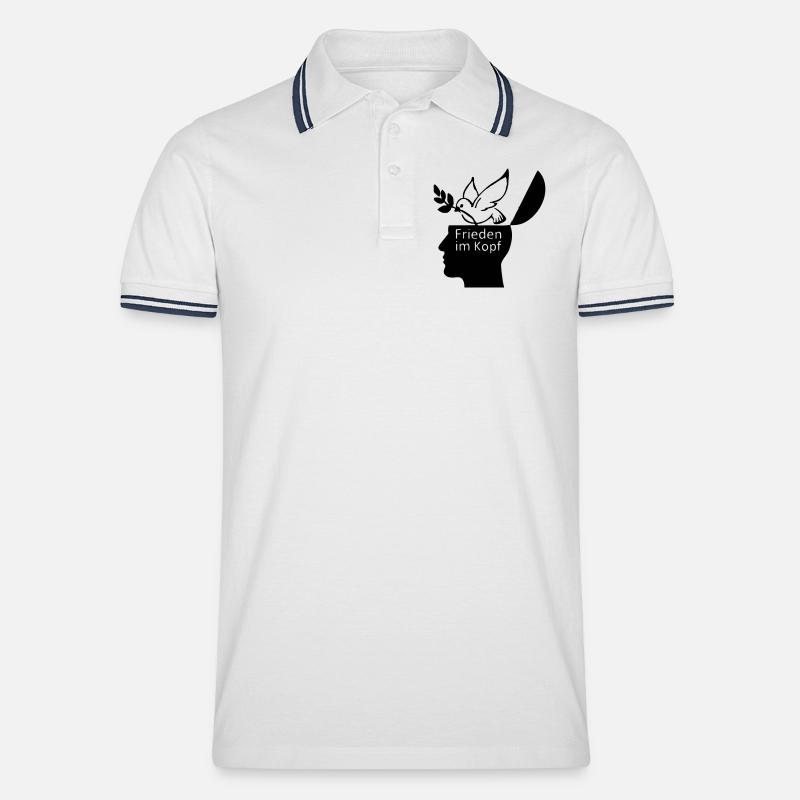 Frieden Peace Liebe Friede Weltfrieden - Männer Tipped Poloshirt - Weiß/Navy