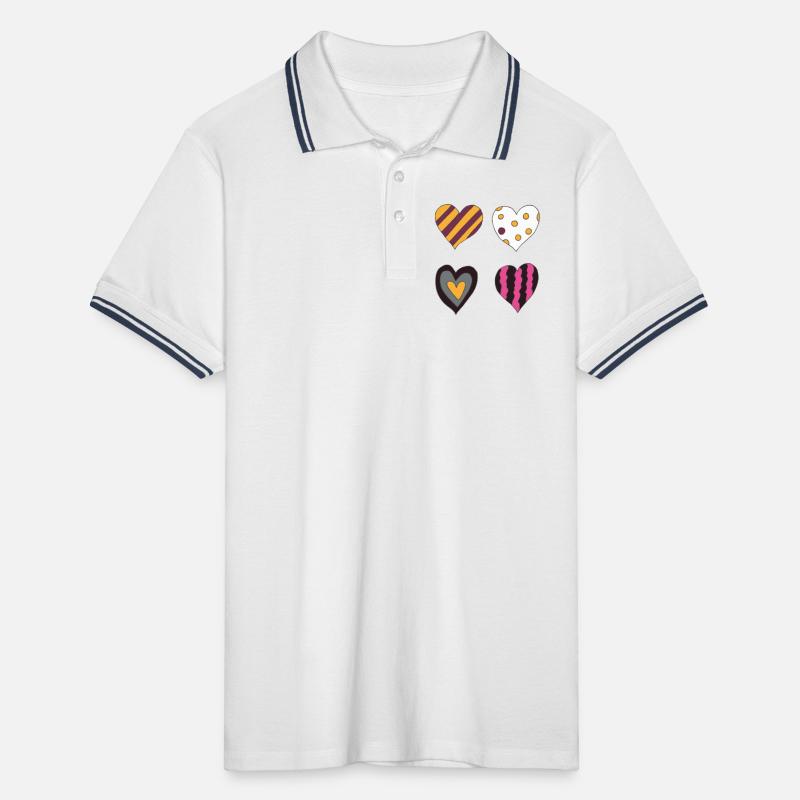 herzen variation vierte Männer Tipped Poloshirt