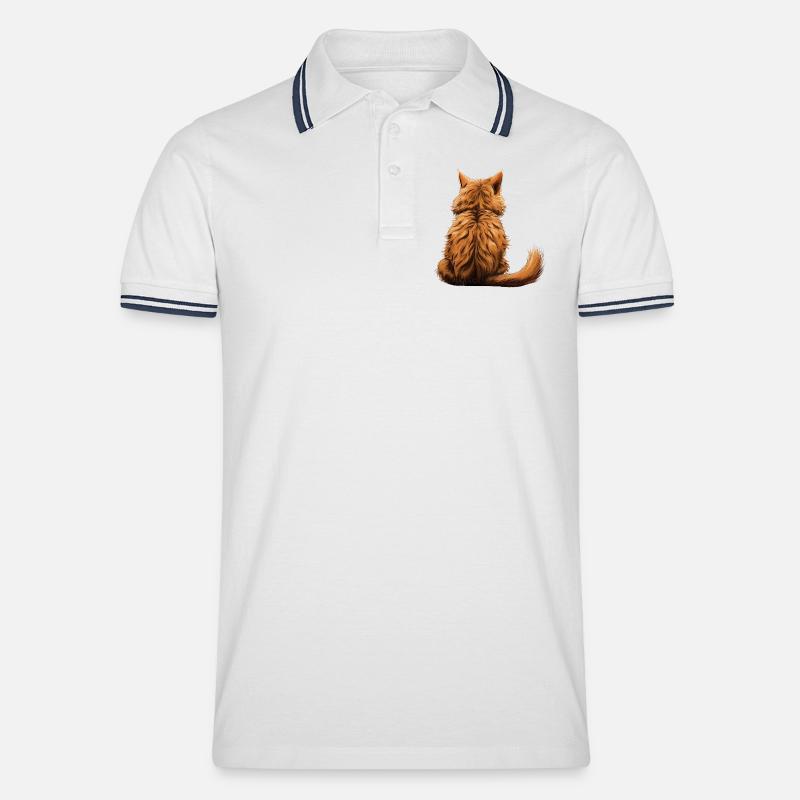 Pixie Bob - Männer Tipped Poloshirt - Weiß/Navy