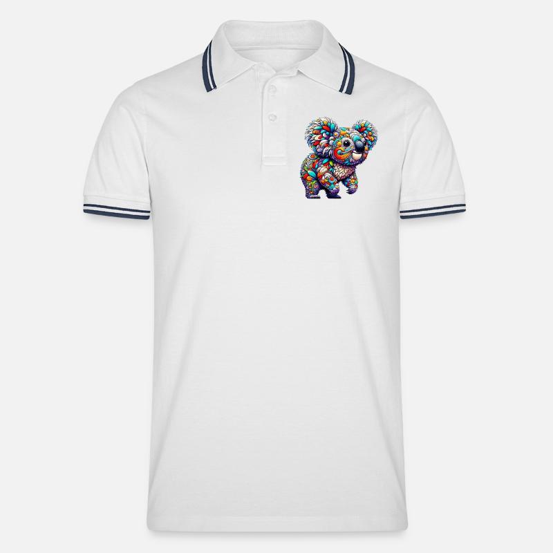 Koala - Männer Tipped Poloshirt - Weiß/Navy