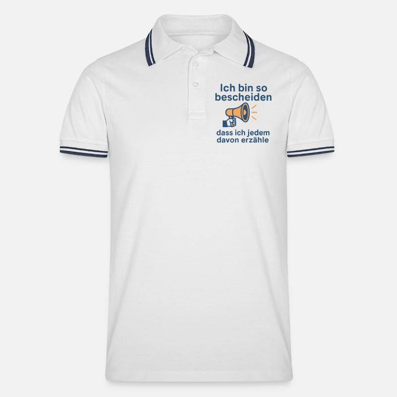 Ich bin so bescheiden - Männer Tipped Poloshirt - Weiß/Navy