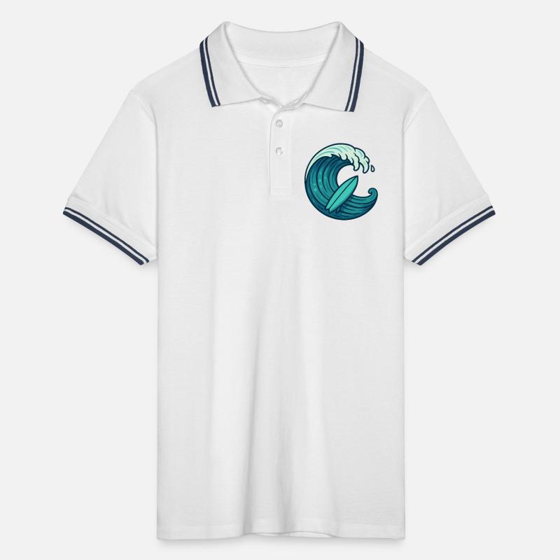 Surf Wave - Conception de planche de surf rétro Polo tipped Homme