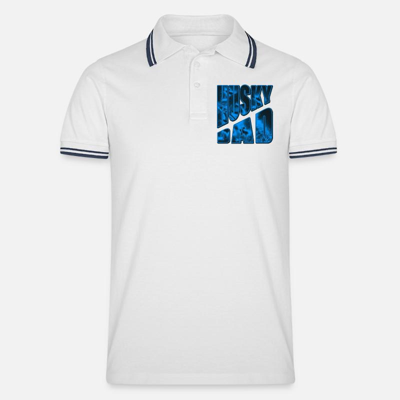 Husky Bad Neon Eisdesign - Männer Tipped Poloshirt - Weiß/Navy