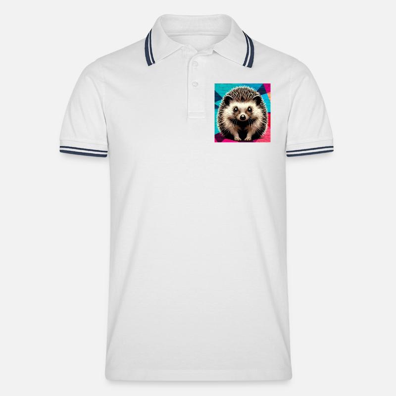 Igel - Männer Tipped Poloshirt - Weiß/Navy