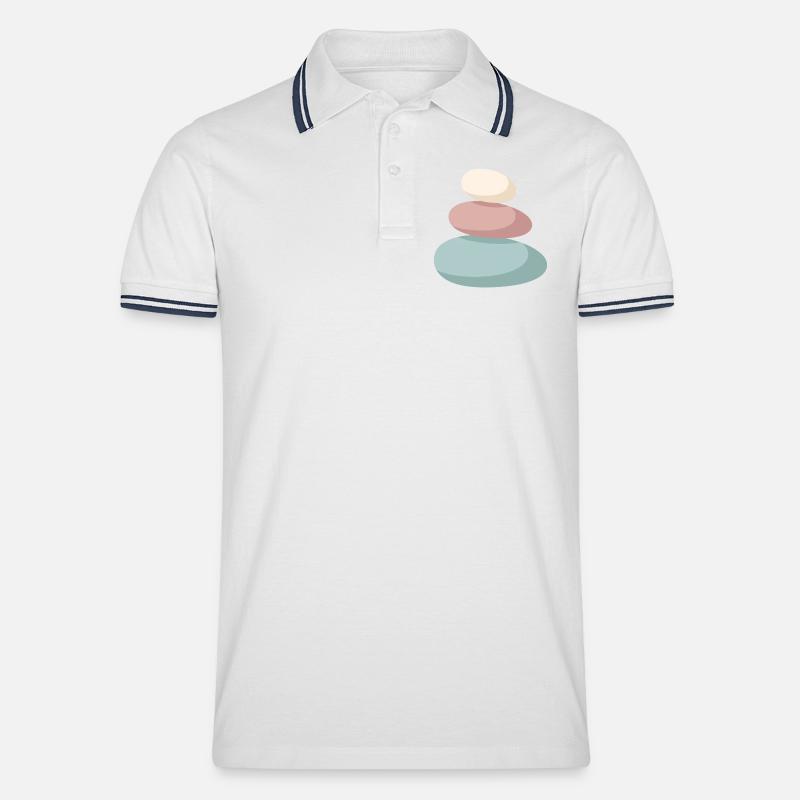 Pastell Stein-Stapel - Männer Tipped Poloshirt - Weiß/Navy
