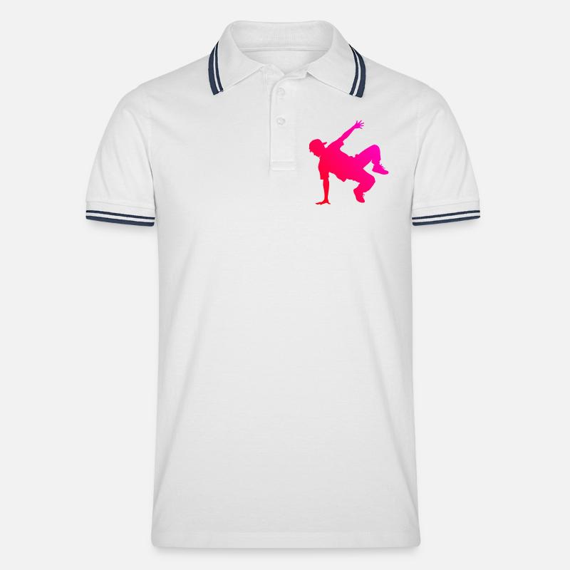 Geschenkidee für einen Breakdancer mit Streetdance - Männer Tipped Poloshirt - Weiß/Navy
