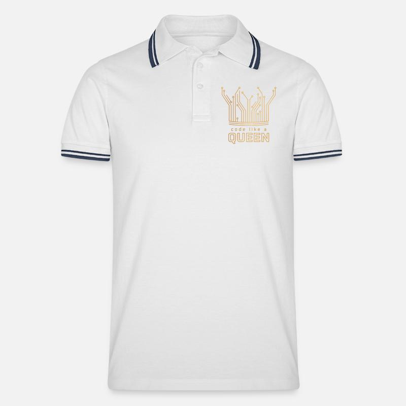 Code Like a Queen - Men's Tipped Polo Shirt - white/navy