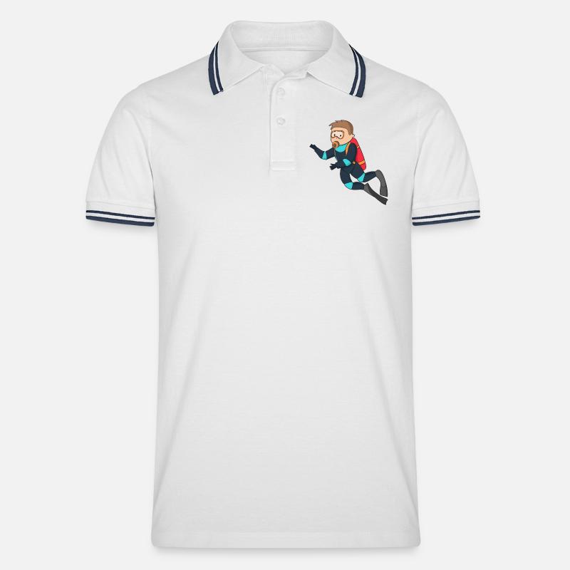 diving - Männer Tipped Poloshirt - Weiß/Navy