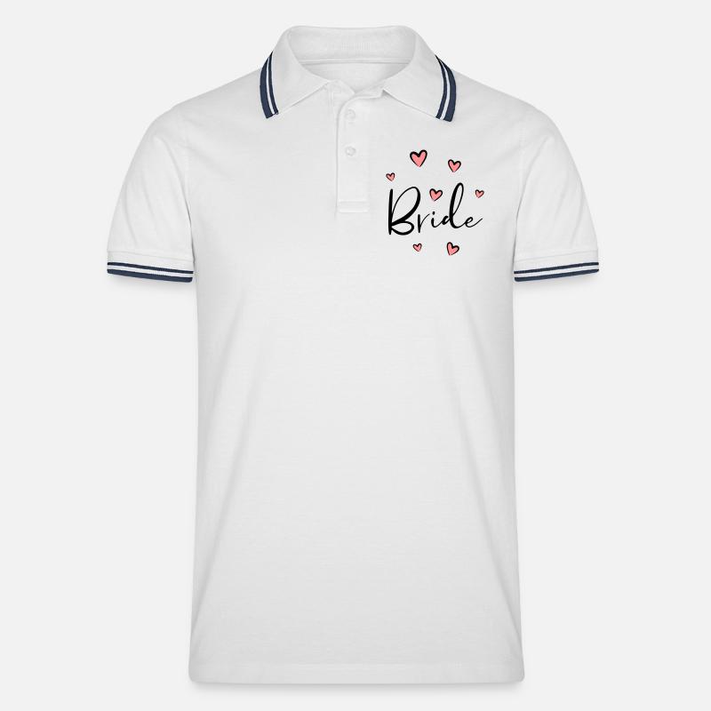 Bride Herz Junggesellinnenabschied Geschenk - Männer Tipped Poloshirt - Weiß/Navy