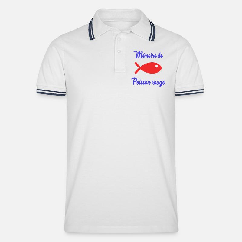 FISCH. APRILSCHERZ. HUMOR - Männer Tipped Poloshirt - Weiß/Navy