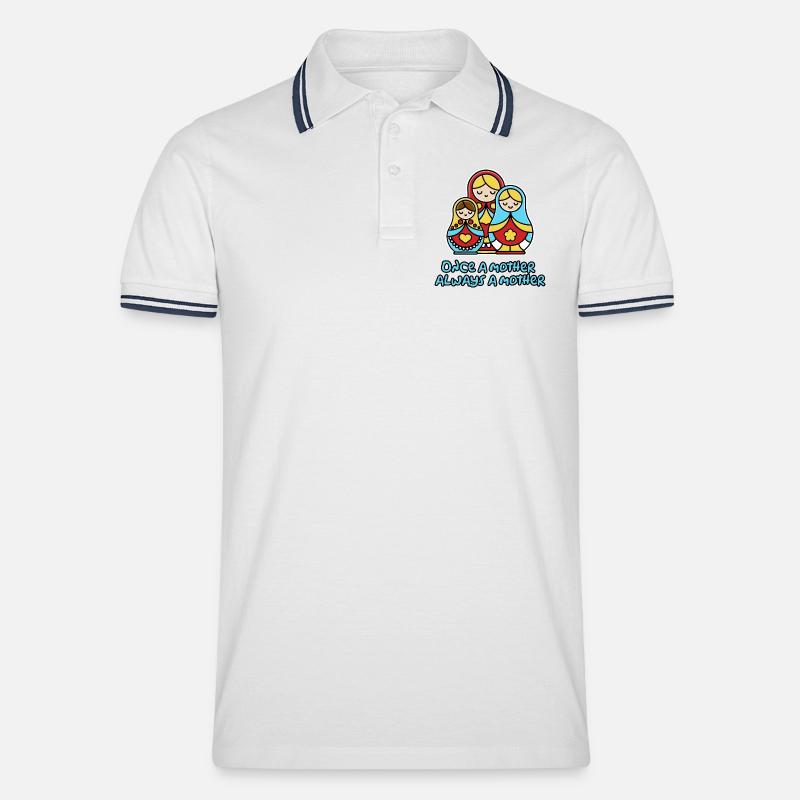 Einmal Mutter, immer Mutter - Männer Tipped Poloshirt - Weiß/Navy