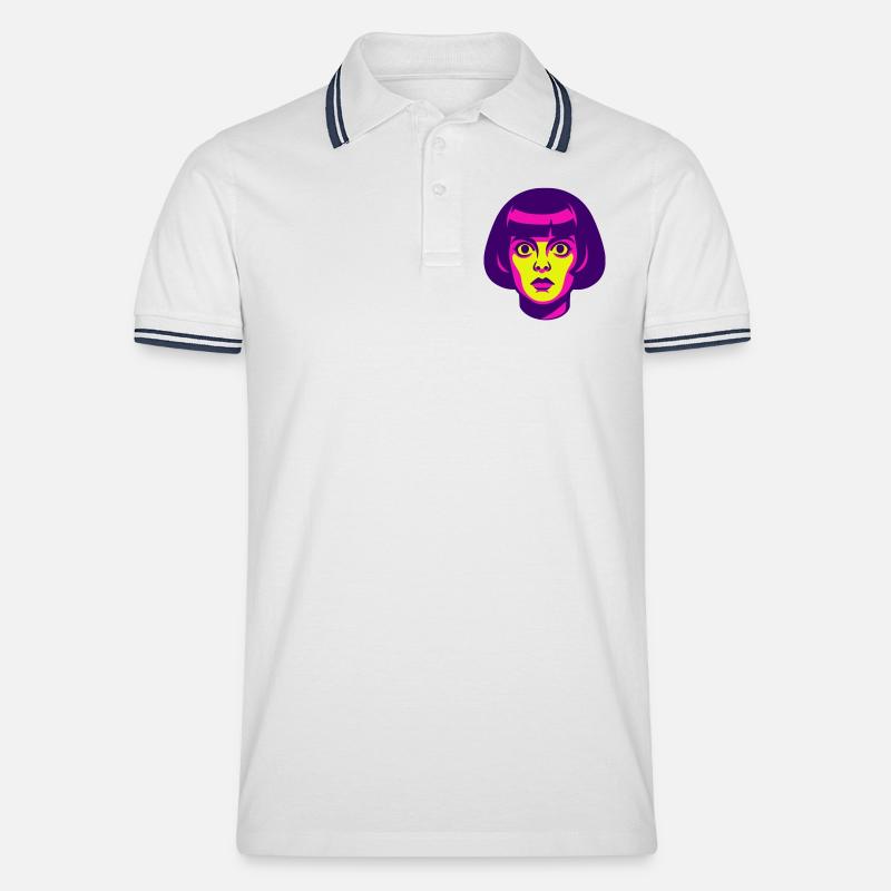 Hypno Beauty 60s - Männer Tipped Poloshirt - Weiß/Navy