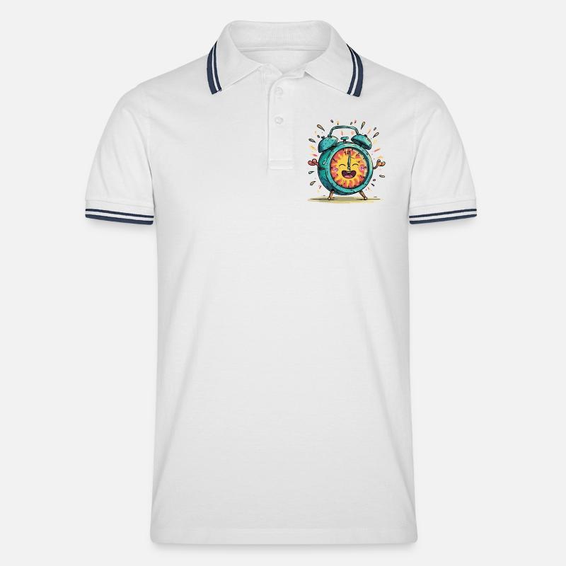 Sonnenwecker Jubelbild - Männer Tipped Poloshirt - Weiß/Navy