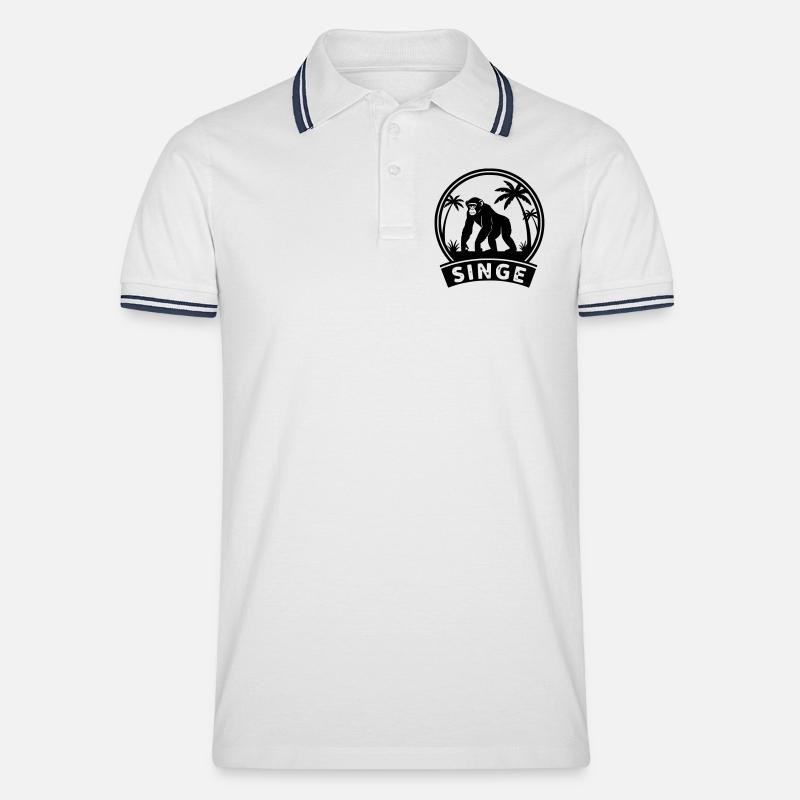 Affe - Männer Tipped Poloshirt - Weiß/Navy