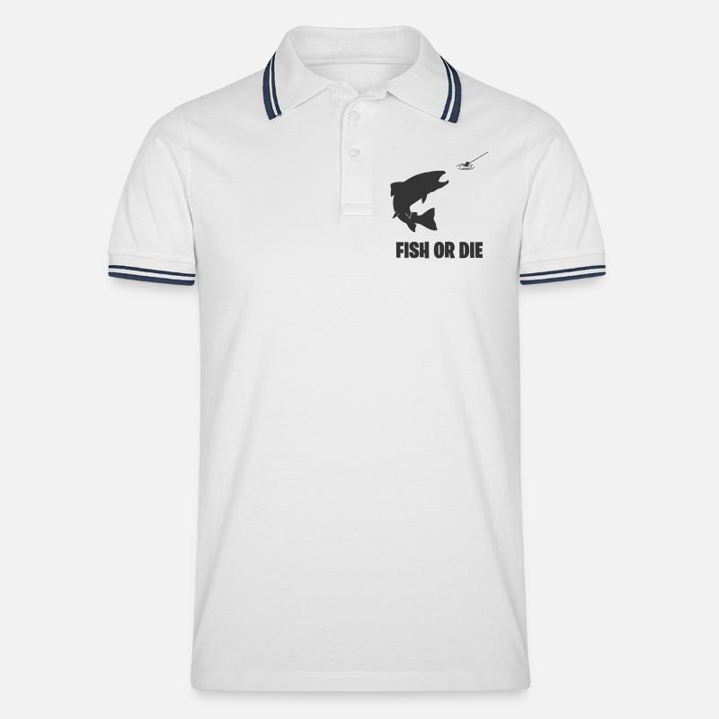 Fisch oder stirb - Männer Tipped Poloshirt - Weiß/Navy