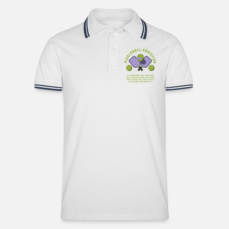 Pickleball-Sucht - Männer Tipped Poloshirt - Weiß/Navy