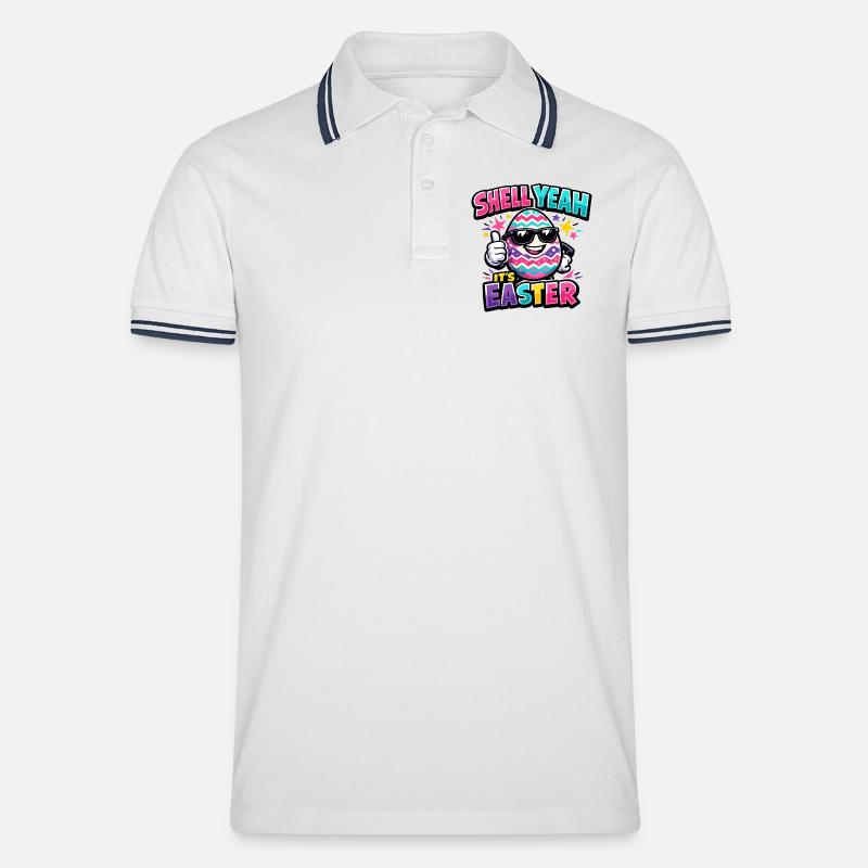 Hell yes It's Easter - Men's Tipped Polo Shirt - white/navy