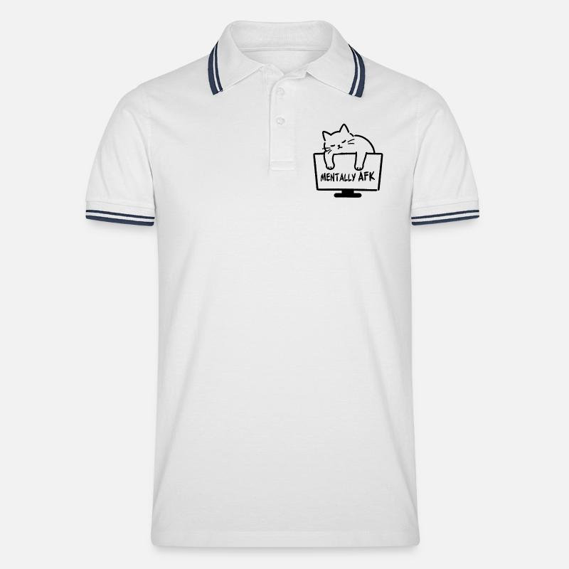 Chatte mental AFK - Männer Tipped Poloshirt - Weiß/Navy