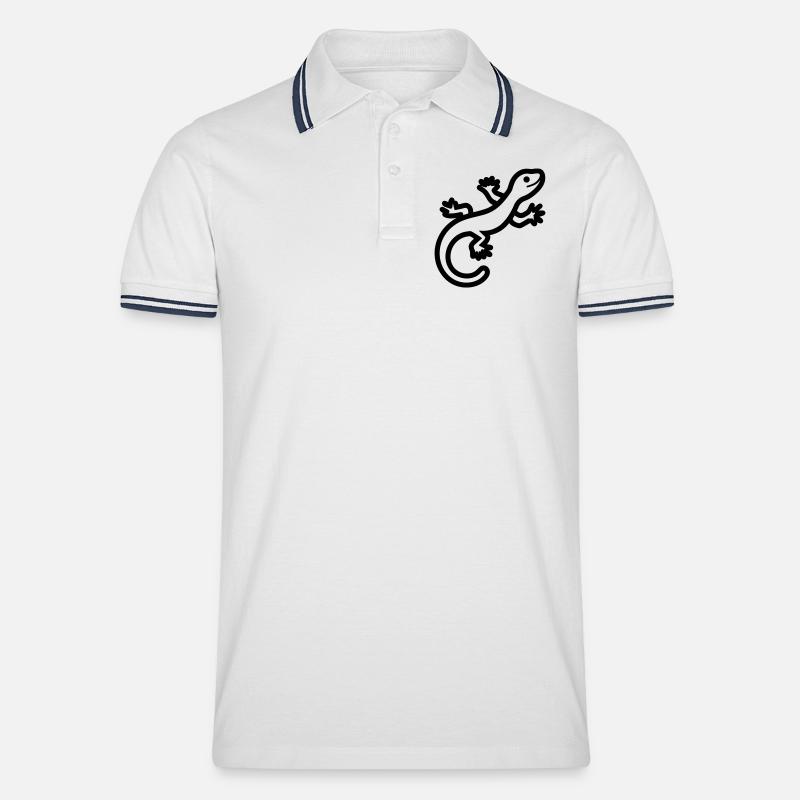 Eidechse - Männer Tipped Poloshirt - Weiß/Navy