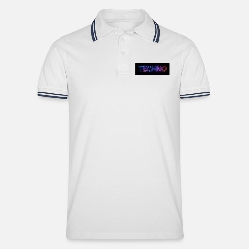 Techno Neon Glitch Text - Männer Tipped Poloshirt - Weiß/Navy