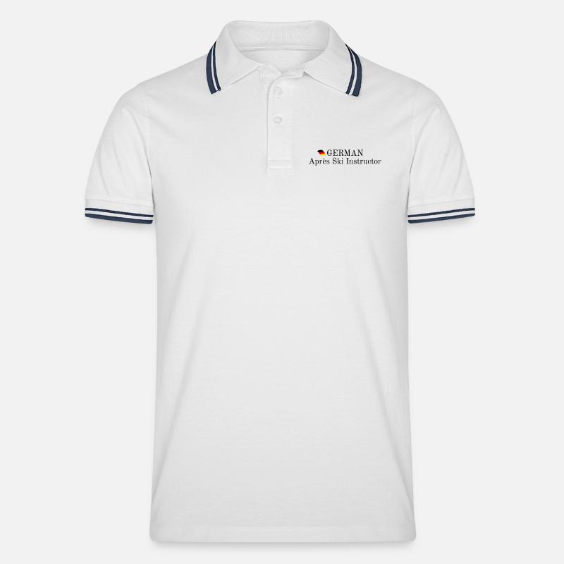 German Apres Ski Instructor - Männer Tipped Poloshirt - Weiß/Navy